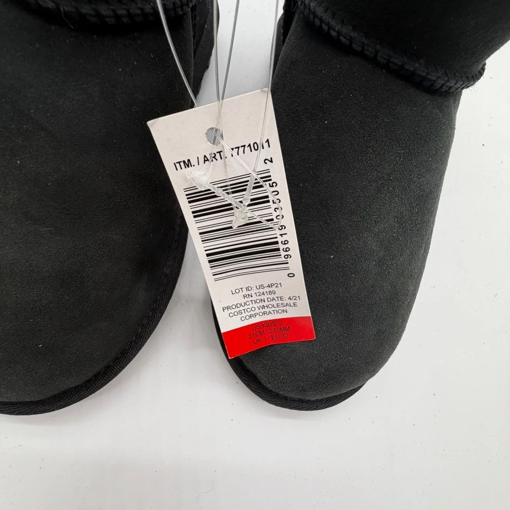 Kirkland Signature Kids Black Shearling Suede Ankle Boots Size 2 7771011
